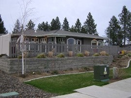 Wood Fence on Retaining Wall