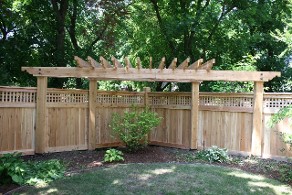 Wood Fence with Corner Pergola
