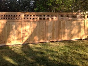 Wood Fence with Top Square Accent and Top Rail